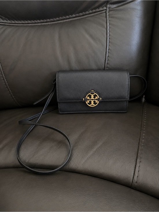 Tory Burch Handbags - Tory Burch Black Leather Crossbody with Gold Logo
